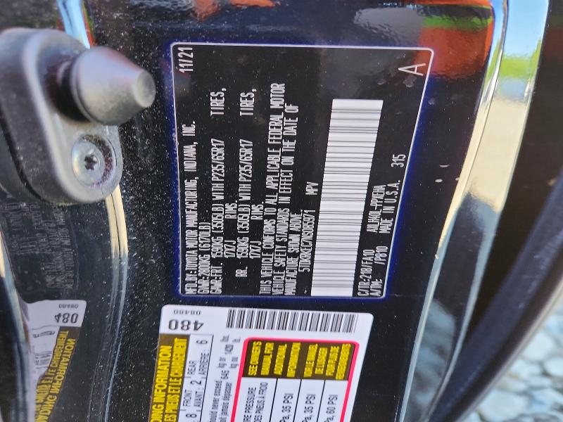52810816 :رقم المزاد ، 5TDKRKEC7NS085971 vin ، 2022 Toyota Sienna مزاد بيع