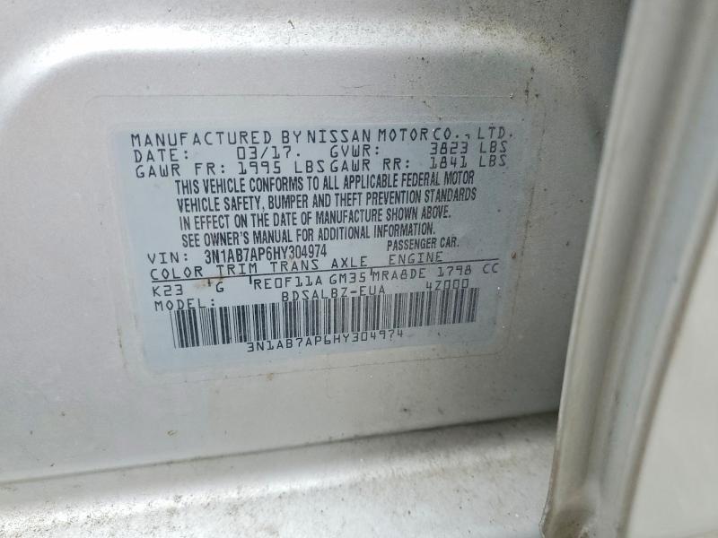 51919786 :رقم المزاد ، 3N1AB7AP6HY304974 vin ، 2017 Nissan Sentra مزاد بيع