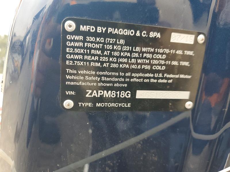 Продажа на аукционе авто 2016 Vespa Sprint, vin: ZAPM818G4G5102897, номер лота: 52222916