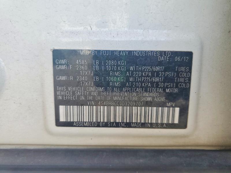 Aukcja sprzedaży 2013 Subaru Outback, vin: 4S4BRBCC0D3209707, numer aukcji: 53845216