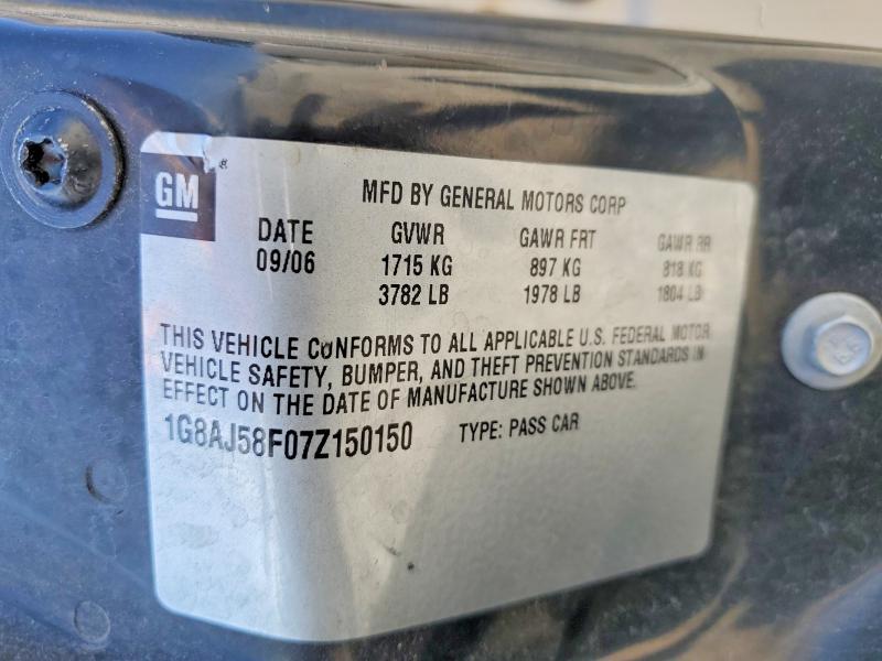 54537076 :رقم المزاد ، 1G8AJ58F07Z150150 vin ، 2007 Saturn Ion مزاد بيع