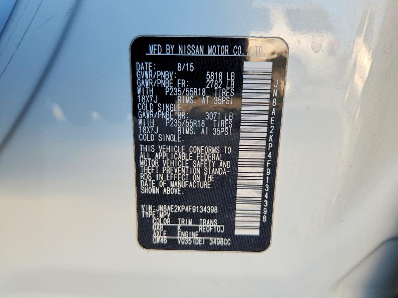 Aukcja sprzedaży 2015 Nissan Quest, vin: JN8AE2KP4F9134398, numer aukcji: 53443446