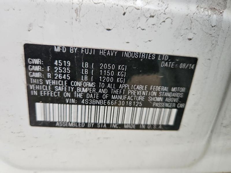 2015 Subaru Legacy მანქანა იყიდება აუქციონზე, vin: 4S3BNBE66F3018125, აუქციონის ნომერი: 51662746
