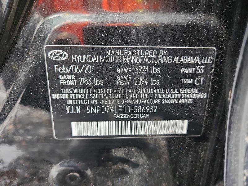 2020 Hyundai Elantra მანქანა იყიდება აუქციონზე, vin: 5NPD74LF1LH586932, აუქციონის ნომერი: 55011146