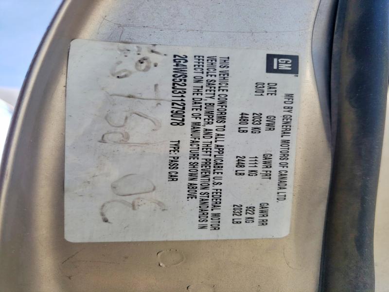 Aukcja sprzedaży 2001 Buick Century, vin: 2G4WS52J311279078, numer aukcji: 52018156