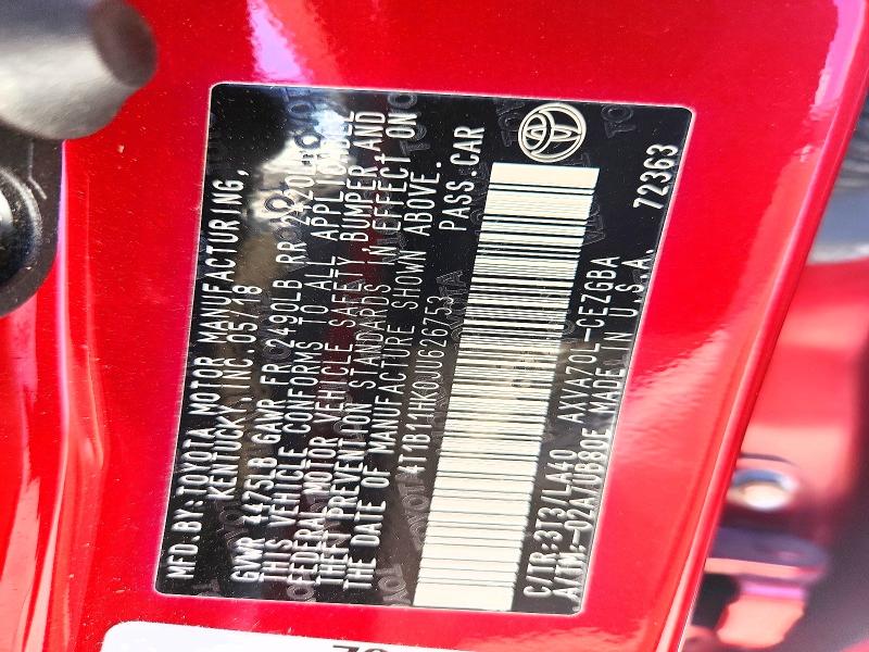 2018 Toyota Camry მანქანა იყიდება აუქციონზე, vin: 4T1B11HK0JU626753, აუქციონის ნომერი: 54262756