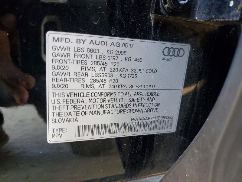 Aukcja sprzedaży 2017 Audi Q7, vin: WA1VAAF74HD058382, numer aukcji: 52028326