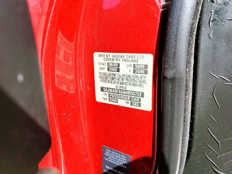 Aukcja sprzedaży 2010 Jaguar Xf, vin: SAJWA0FA6AHR55722, numer aukcji: 52546576