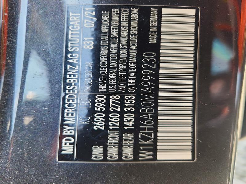 52547836 :رقم المزاد ، W1KZH6AB0MA999230 vin ، 2021 Mercedes-benz E مزاد بيع