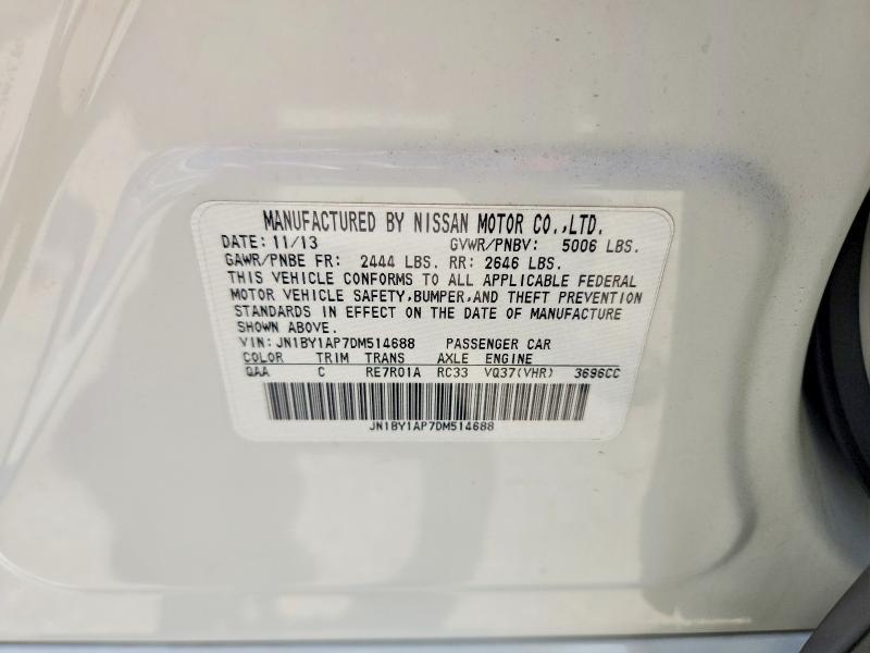Aukcja sprzedaży 2013 Infiniti M37, vin: JN1BY1AP7DM514688, numer aukcji: 54005536