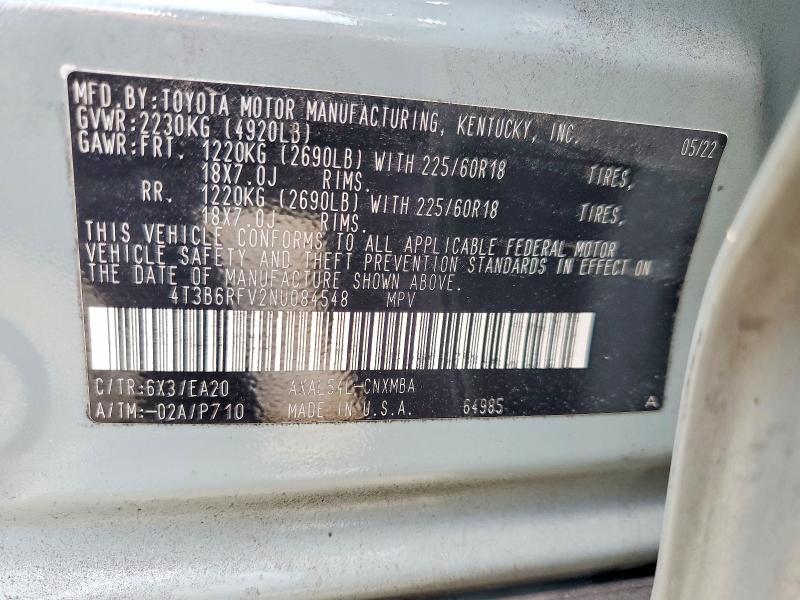 Продажа на аукционе авто 2022 Toyota Rav4, vin: 4T3B6RFV2NU084548, номер лота: 53661586