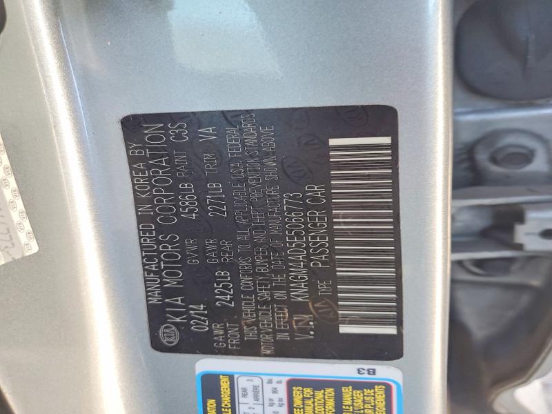 Продаж на аукціоні авто 2014 Kia Optima, vin: KNAGM4AD5E5066773, номер лоту: 54370446
