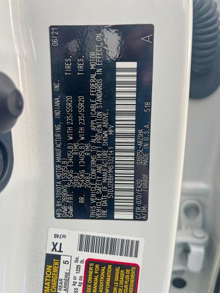 Aukcja sprzedaży 2021 Toyota Highlander, vin: 5TDJZRBH1MS132141, numer aukcji: 54778046