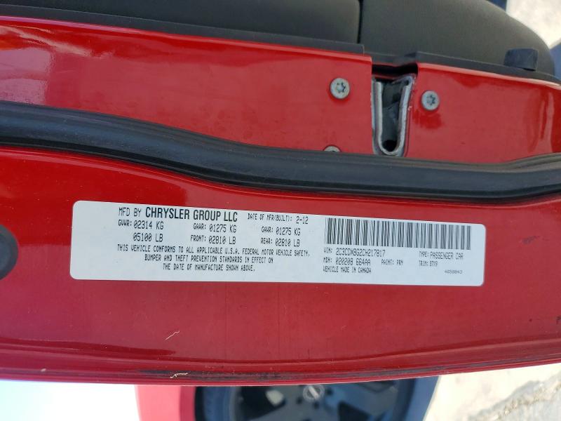 52947056 :رقم المزاد ، 2C3CDXBG2CH217817 vin ، 2012 Dodge Charger مزاد بيع