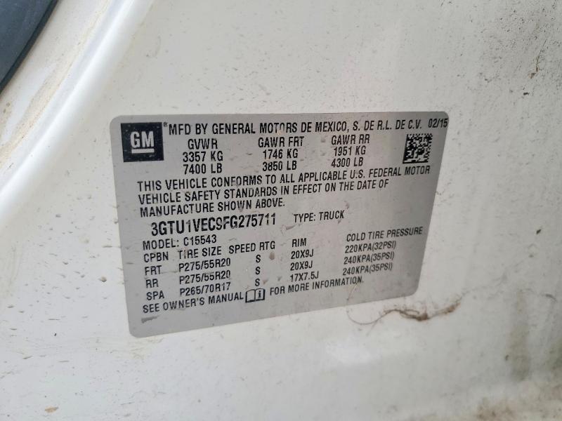 Продажа на аукционе авто 2015 Gmc Sierra, vin: 3GTU1VEC9FG275711, номер лота: 52365506