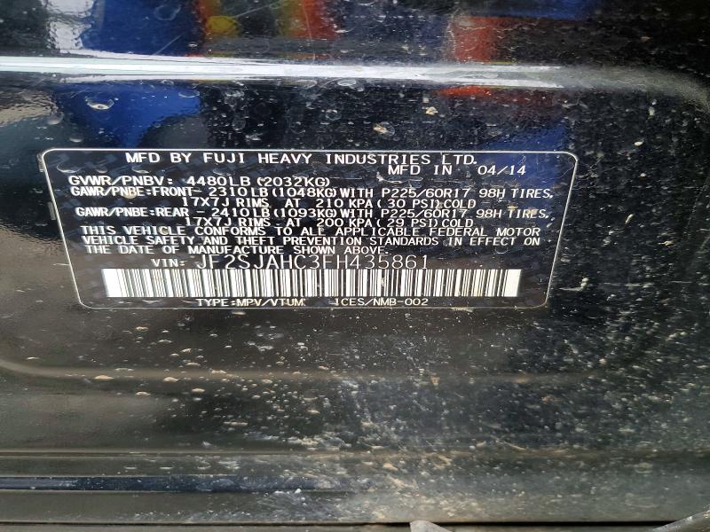Продаж на аукціоні авто 2015 Subaru Forester, vin: JF2SJAHC3FH435861, номер лоту: 52725816