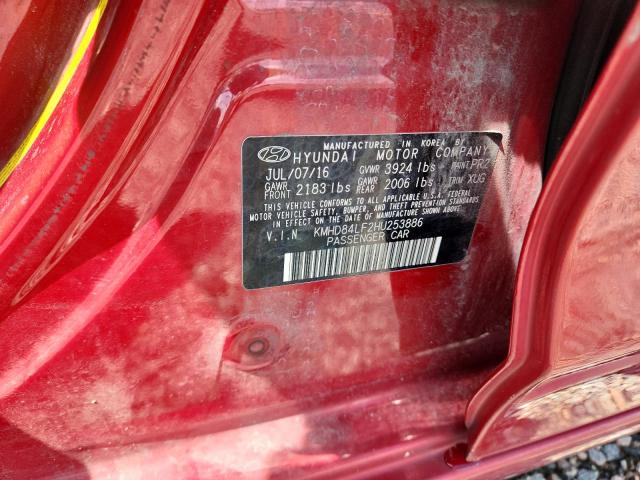 54783236 :رقم المزاد ، KMHD84LF2HU253886 vin ، 2017 Hyundai Elantra مزاد بيع
