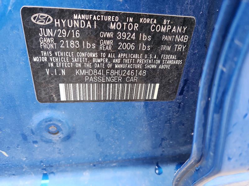 Aukcja sprzedaży 2017 Hyundai Elantra, vin: KMHD84LF8HU246148, numer aukcji: 53247876