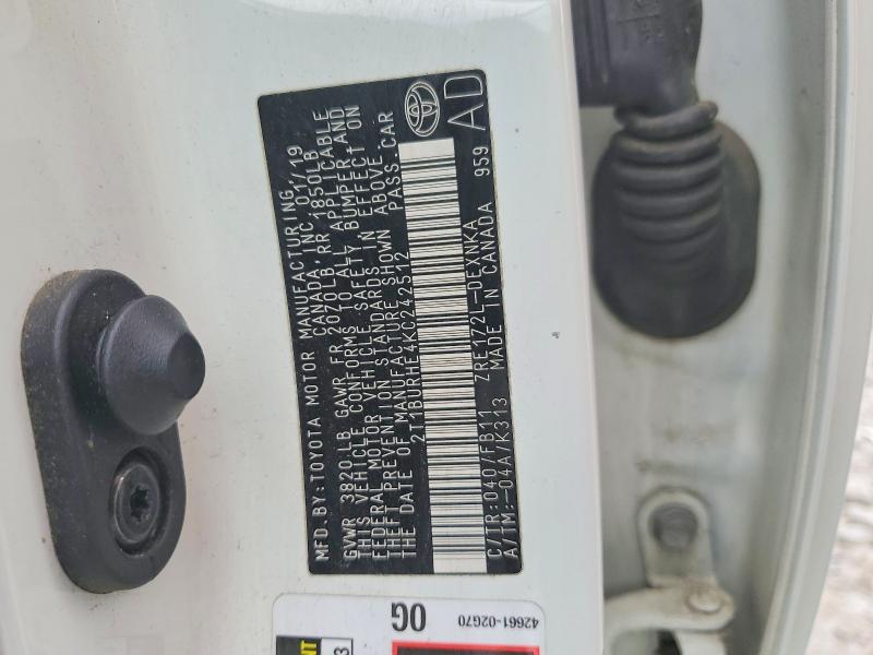 Продаж на аукціоні авто 2019 Toyota Corolla, vin: 2T1BURHE4KC242512, номер лоту: 53311686