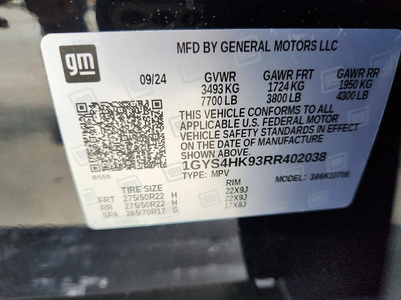 Продаж на аукціоні авто 2024 Cadillac Escalade V, vin: 1GYS4HK93RR402038, номер лоту: 52251826