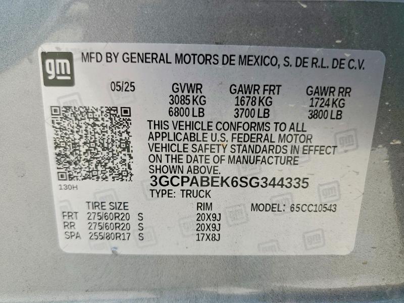 Продажа на аукционе авто 2025 Chevrolet Silverado, vin: 3GCPABEK6SG344335, номер лота: 53159156