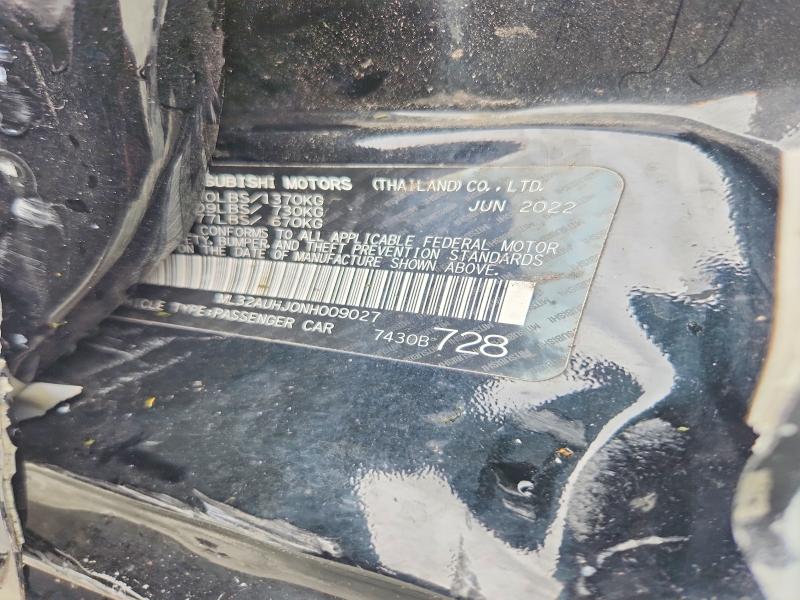 2022 Mitsubishi Mirage მანქანა იყიდება აუქციონზე, vin: ML32AUHJ0NH009027, აუქციონის ნომერი: 52512416