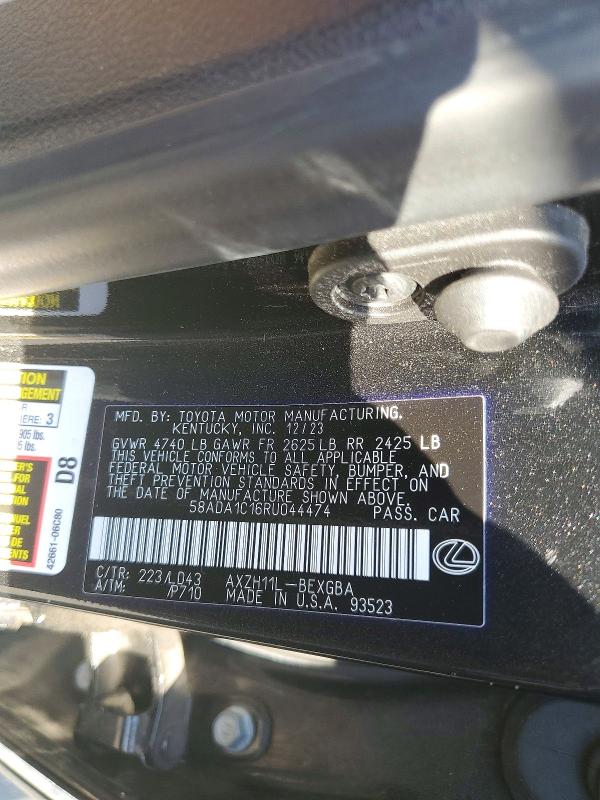 Aukcja sprzedaży 2024 Lexus Es 300h, vin: 58ADA1C16RU044474, numer aukcji: 54624736