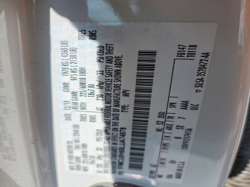 Aukcja sprzedaży 2020 Ford Escape, vin: 1FMCU0H68LUA74978, numer aukcji: 54841606