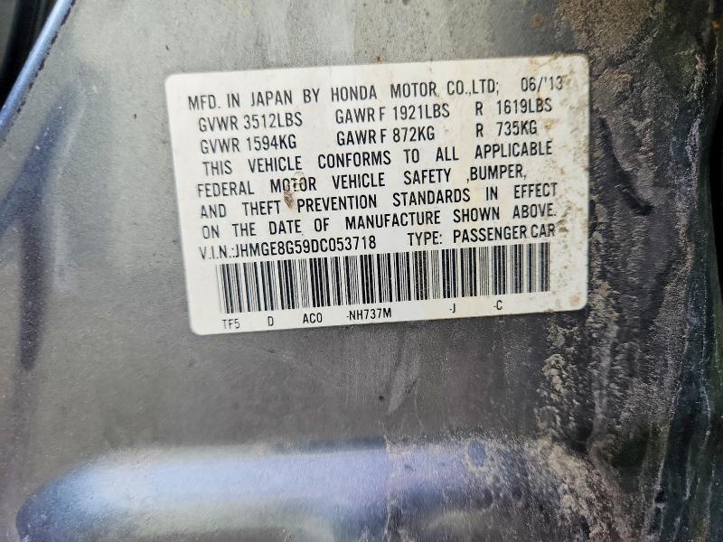Aukcja sprzedaży 2013 Honda Fit, vin: JHMGE8G59DC053718, numer aukcji: 54950396