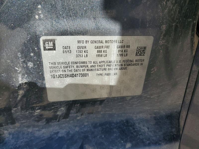 53220856 :رقم المزاد ، 1G1JC5SH4D4173801 vin ، 2013 Chevrolet Sonic مزاد بيع