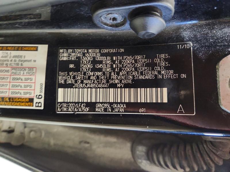Продажа на аукционе авто 2011 Toyota 4runner, vin: JTEBU5JR4B5048447, номер лота: 54789756