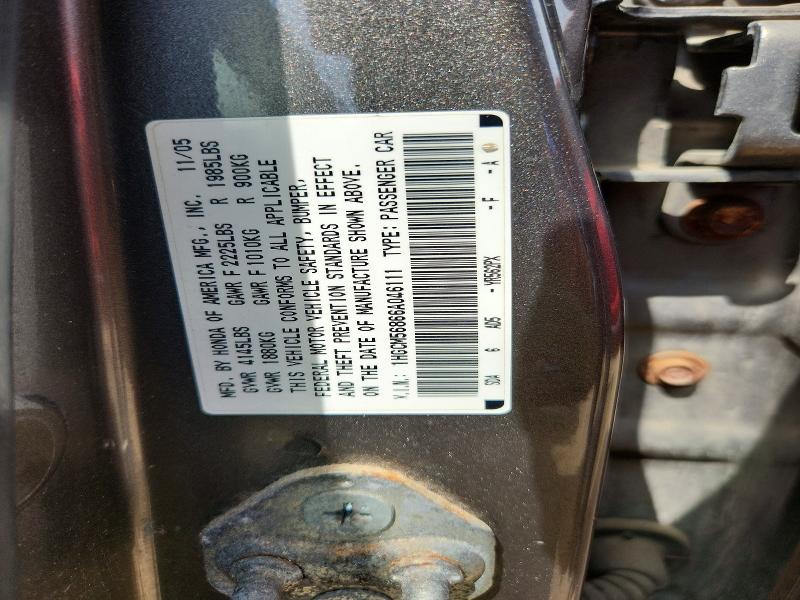 2006 Honda Accord მანქანა იყიდება აუქციონზე, vin: 1HGCM56866A046111, აუქციონის ნომერი: 53988136