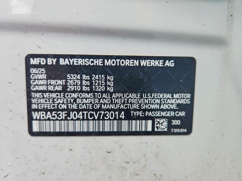 Продажа на аукционе авто 2026 Bmw 530, vin: WBA53FJ04TCV73014, номер лота: 52920566