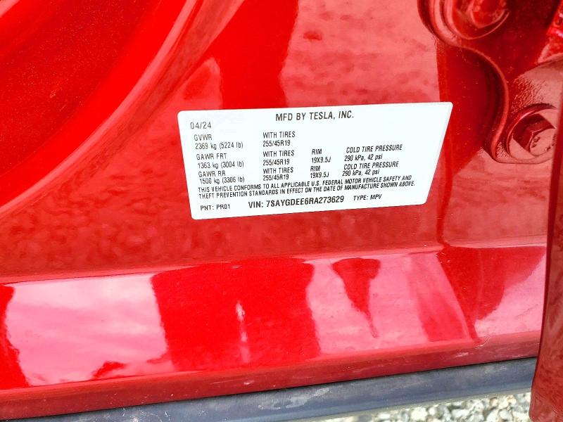 Продаж на аукціоні авто 2024 Tesla Model Y, vin: 7SAYGDEE6RA273629, номер лоту: 53228556