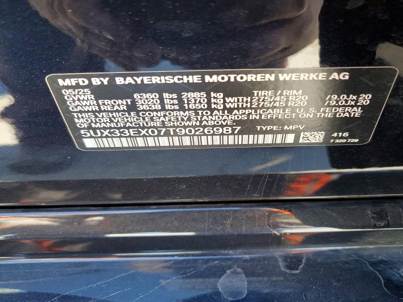 2026 Bmw X6 მანქანა იყიდება აუქციონზე, vin: 5UX33EX07T9026987, აუქციონის ნომერი: 53196446
