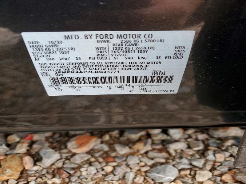 Продаж на аукціоні авто 2020 Ford Edge, vin: 2FMPK4AP3LBB34771, номер лоту: 54498056