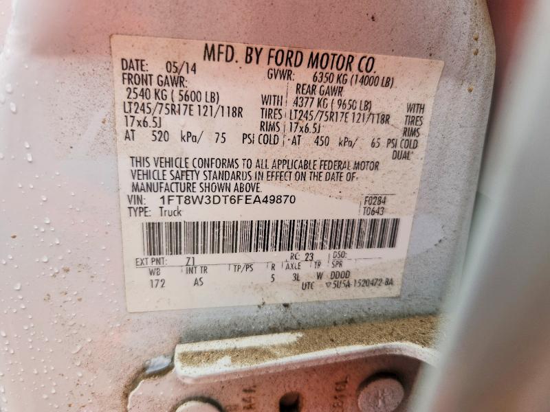 51882226 :رقم المزاد ، 1FT8W3DT6FEA49870 vin ، 2015 Ford F350 مزاد بيع