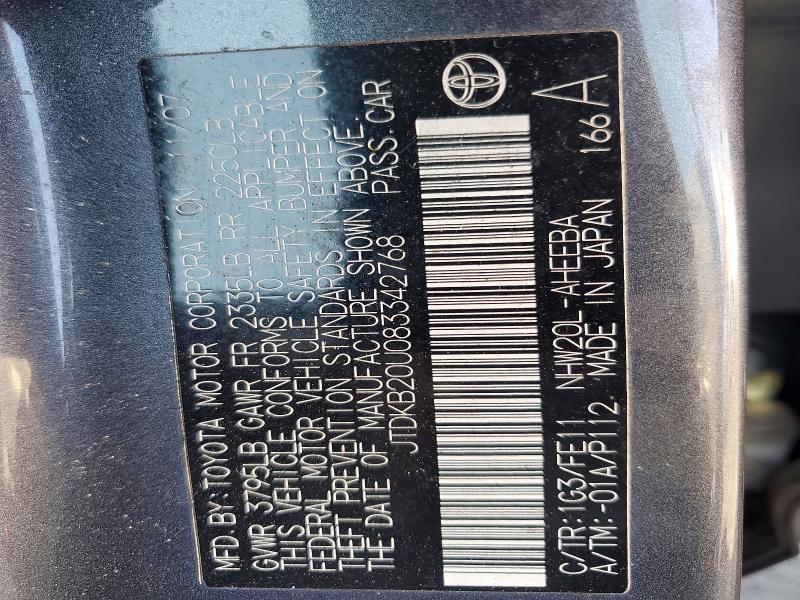 54630846 :رقم المزاد ، JTDKB20U083342768 vin ، 2008 Toyota Prius مزاد بيع