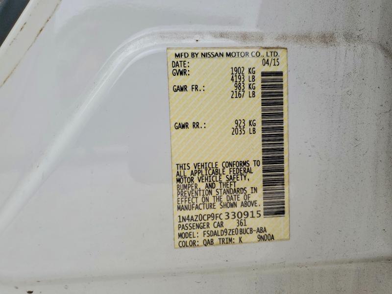 Продаж на аукціоні авто 2015 Nissan Leaf, vin: 1N4AZ0CP9FC330915, номер лоту: 52310146
