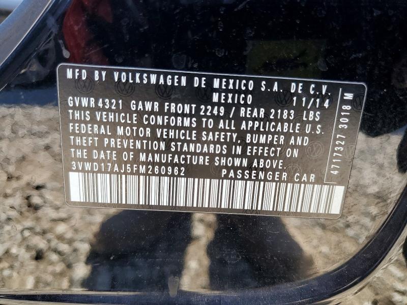 Продажа на аукционе авто 2015 Volkswagen Jetta, vin: 3VWD17AJ5FM260962, номер лота: 54896646