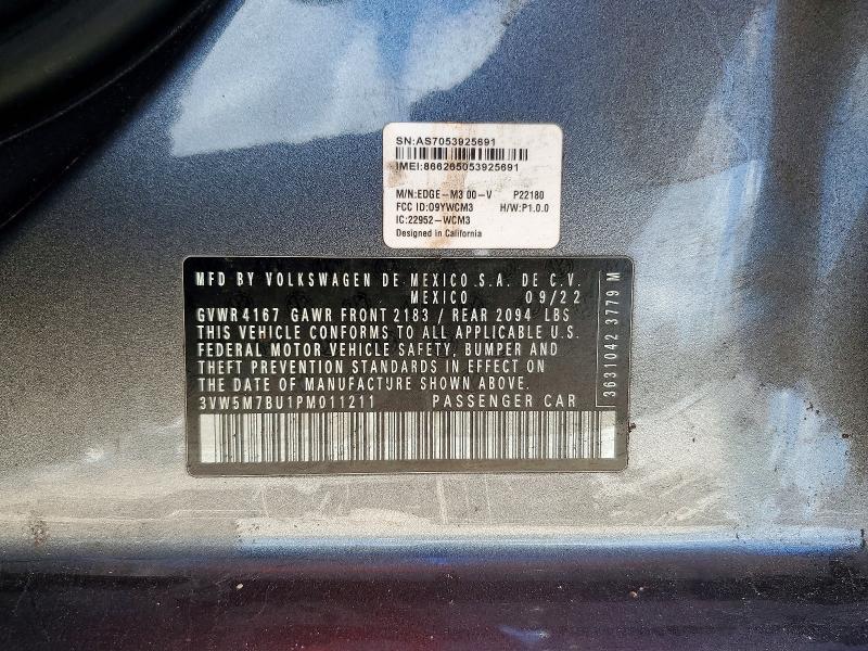 Продажа на аукционе авто 2023 Volkswagen Jetta, vin: 3VW5M7BU1PM011211, номер лота: 53731546