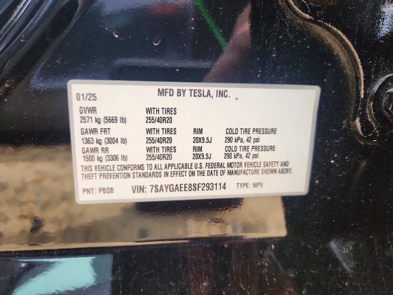 Продажа на аукционе авто 2025 Tesla Model Y, vin: 7SAYGAEE8SF293114, номер лота: 51787886