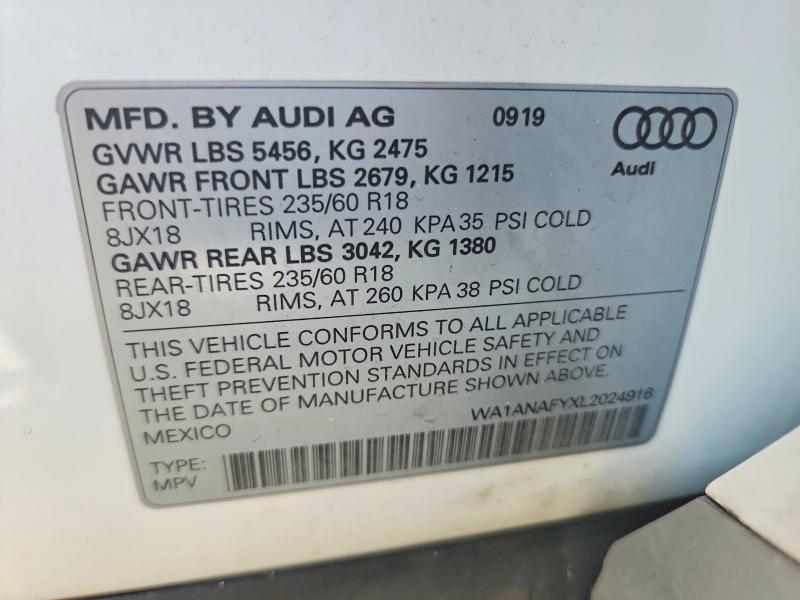 Продажа на аукционе авто 2020 Audi Q5, vin: WA1ANAFYXL2024916, номер лота: 54334446