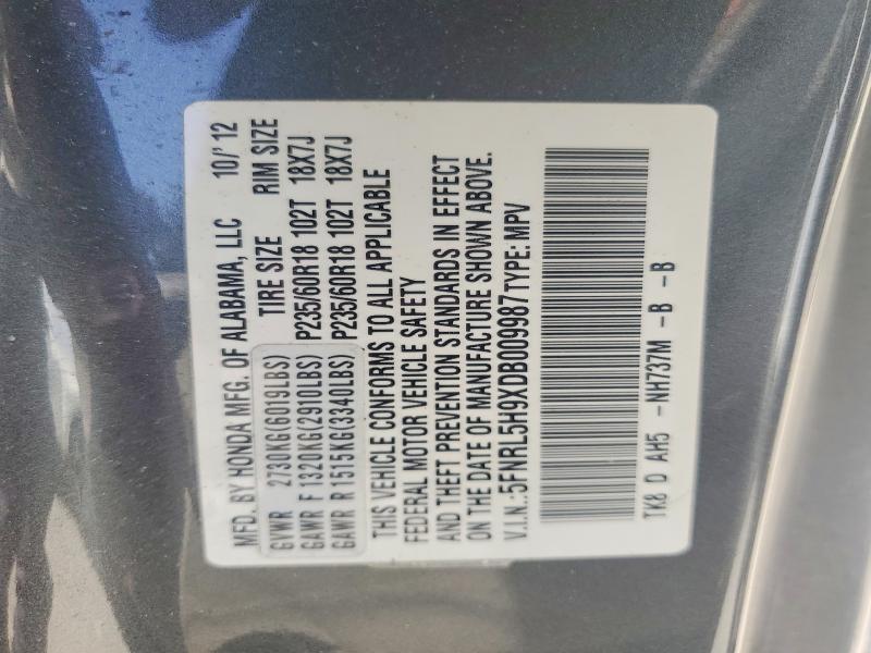 Aukcja sprzedaży 2013 Honda Odyssey, vin: 5FNRL5H9XDB009987, numer aukcji: 54366596