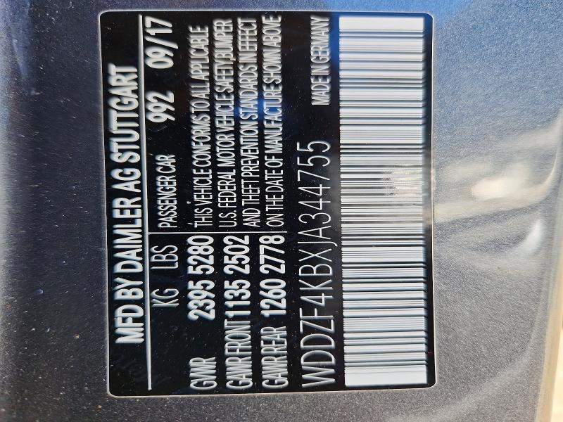 Продажа на аукционе авто 2018 Mercedes-benz E, vin: WDDZF4KBXJA344755, номер лота: 53411316