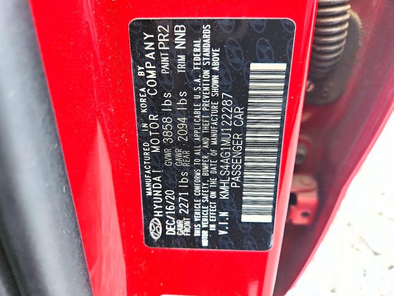 Aukcja sprzedaży 2021 Hyundai Elantra, vin: KMHLS4AG1MU122287, numer aukcji: 52872336