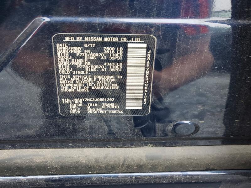 52897096 :رقم المزاد ، JN8AY2NC3J9551262 vin ، 2018 Nissan Armada مزاد بيع