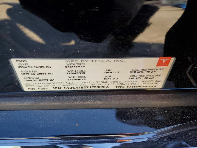53281906 :رقم المزاد ، 5YJSA1E27JF280959 vin ، 2018 Tesla Model S مزاد بيع