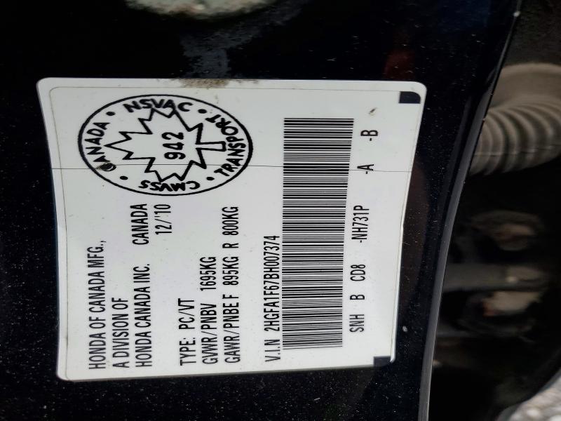 Продаж на аукціоні авто 2011 Honda Civic, vin: 2HGFA1F67BH007374, номер лоту: 54707696