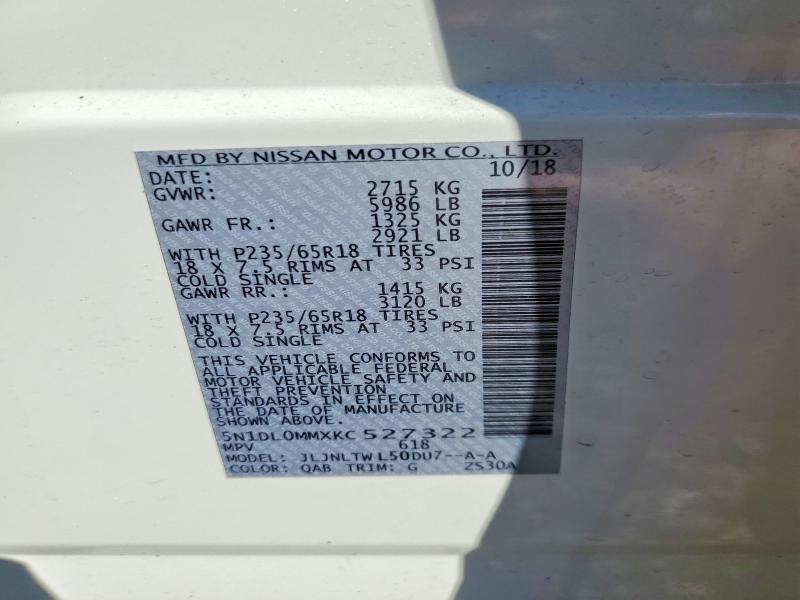 Aukcja sprzedaży 2019 Infiniti Qx60, vin: 5N1DL0MMXKC527322, numer aukcji: 53176326